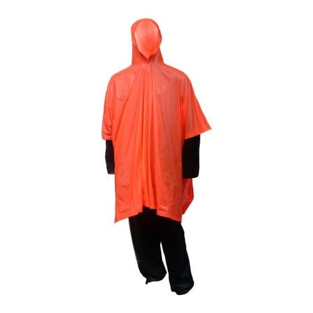 Tingley Tingley P68809 Hooded Poncho, Side Snaps, 50" x 80", Retail Packed, Orange, One Size P68809.EA
